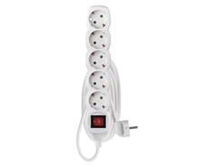 EMOS Prodlužovací kabel 3 m / 5 zásuvek / s vypínačem / bílý / PVC / 1,5 mm2