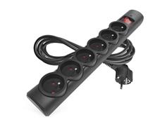 EMOS Přepěťová ochrana – 6 zásuvek, 3 m, černá