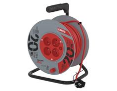EMOS Prodlužovací kabel na bubnu 20 m / 4 zásuvky / červený / PVC / 230 V / 1 mm2