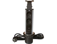 IN Výsuvná lišta, 2 zásuvky + 2 USB