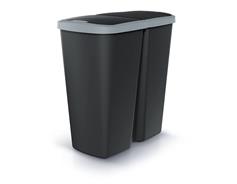 Prosperplast Odpadkový koš Prosperplast COMPACTA Q DUO, 45 l černý se světle šedým víkem