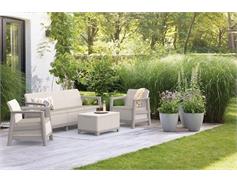 Keter Zahradní nábytek Keter Scandi set třísedadlová pohovka + 2 křesla + úložný stůl béžovo šedý