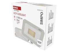 EMOS LED reflektor SIMPO 20W, bílý, IP65, 2000 lm, neutrální bílá