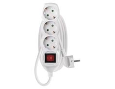 EMOS Prodlužovací kabel 2 m / 3 zásuvky / s vypínačem / bílý / PVC / 1 mm2