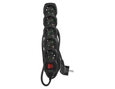 EMOS Prodlužovací kabel 1,5 m / 5 zásuvek / s vypínačem / černý / PVC / 1,5 mm2