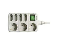 EMOS Prodlužovací kabel 1,5 m / 7 zásuvek / s vypínačem / šedý / PVC / 1 mm2