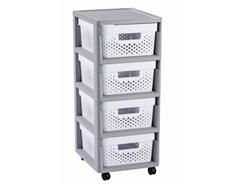 Curver Regál Curver Infinity Dots 4x11L se zásuvkami bílošedý