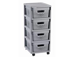 Curver Regál Curver Infinity Dots 4x11L se zásuvkami světle šedý