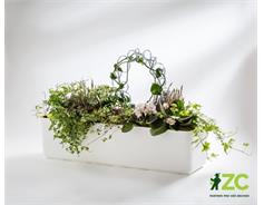 Truhlík samozavlažovací Berberis - bílá + zelená 80 cm