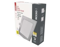 EMOS LED vestavné svítidlo NEXXO, čtvercové, stříbrné, 12,5W, se změnou CCT