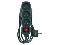 EMOS Prodlužovací kabel 2 m / 3 zásuvky / s vypínačem / zelený / 1 mm2