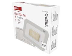 EMOS LED reflektor SIMPO 30W, bílý, IP65, 3000 lm, neutrální bílá