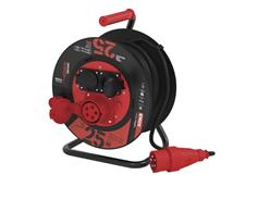 EMOS Venkovní prodlužovací kabel na bubnu 25 m / 3 zásuvky / černý / guma / 230V/400V / 1,5 mm2