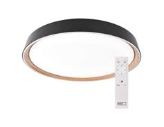 EMOS LED přisazené svítidlo ILVI, kruhové 45W, stmívání+CCT, černá+dřevo
