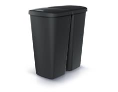 Prosperplast Odpadkový koš Prosperplast COMPACTA Q DUO, 45 l recyklovaná černá s černým víkem