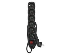 EMOS Prodlužovací kabel 1,5 m / 6 zásuvek / s vypínačem / černý / PVC / 1,5 mm2