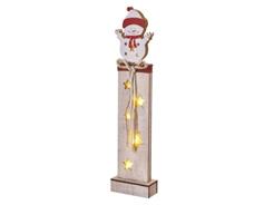 EMOS LED dekorace dřevěná – sněhulák, 46 cm, 2x AA, vnitřní, teplá bílá, časovač