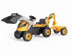 Smoby Šlapací traktor Smoby Builder Max s bagrem a vozíkem
