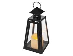 EMOS LED lucerna černá, hranatá, 26,5 cm, 3x AAA, vnitřní, vintage
