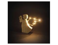 EMOS LED dekorace dřevěná – anděl, 13 cm, 2x AAA, vnitřní, teplá bílá, časovač