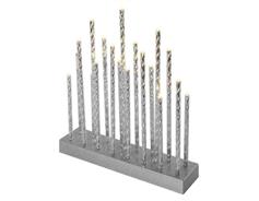 EMOS LED svícen stříbrný, 28,5 cm, 3x AA, vnitřní, teplá bílá, časovač