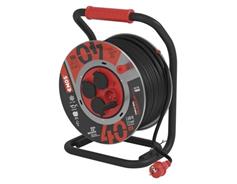 EMOS Venkovní prodlužovací kabel na bubnu 40 m / 4 zás. / černý / guma-neopren / 230V / 2,5 mm2